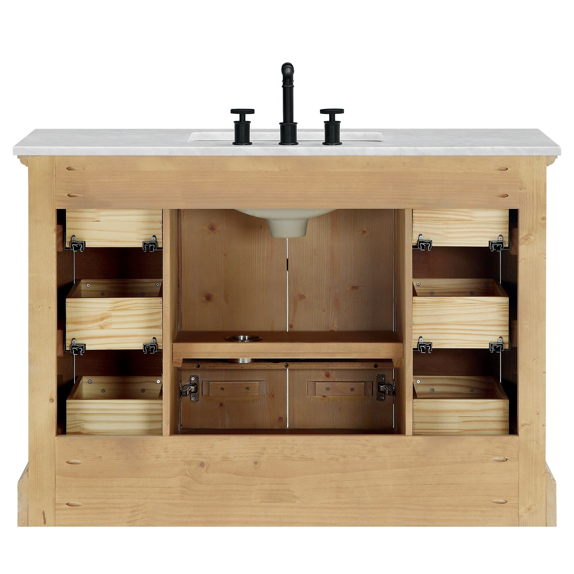 Meuble-lavabo Hervas avec plateau en marbre naturel, sans miroir.