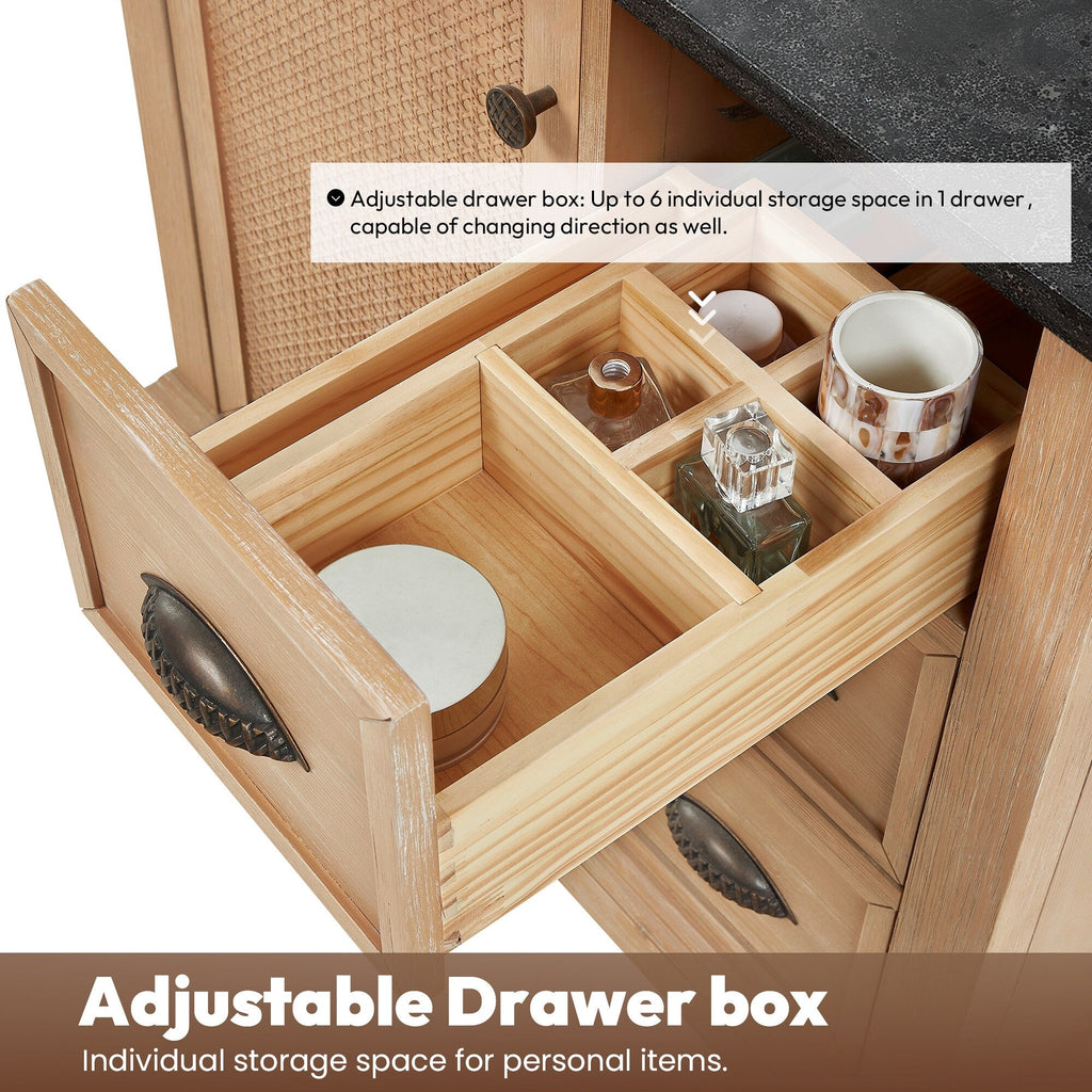 Meuble-lavabo Hervas avec plateau en marbre naturel, sans miroir.