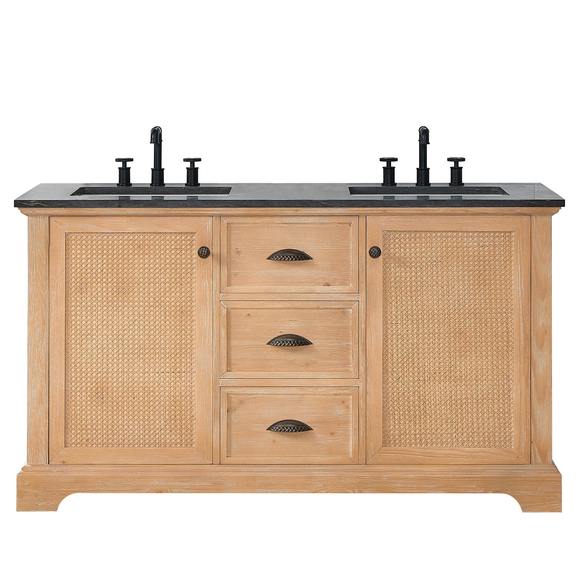 Meuble-lavabo Hervas avec plateau en marbre naturel, sans miroir.