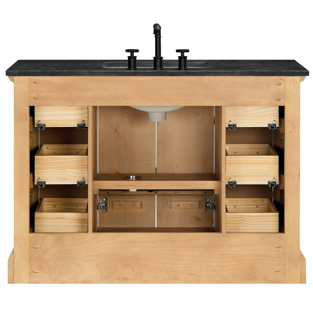 Meuble-lavabo Hervas avec plateau en marbre naturel, sans miroir.