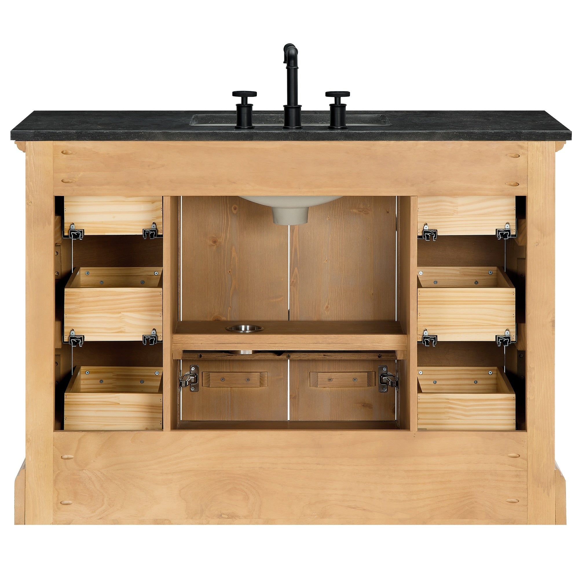 Meuble-lavabo Hervas avec plateau en marbre naturel, sans miroir.