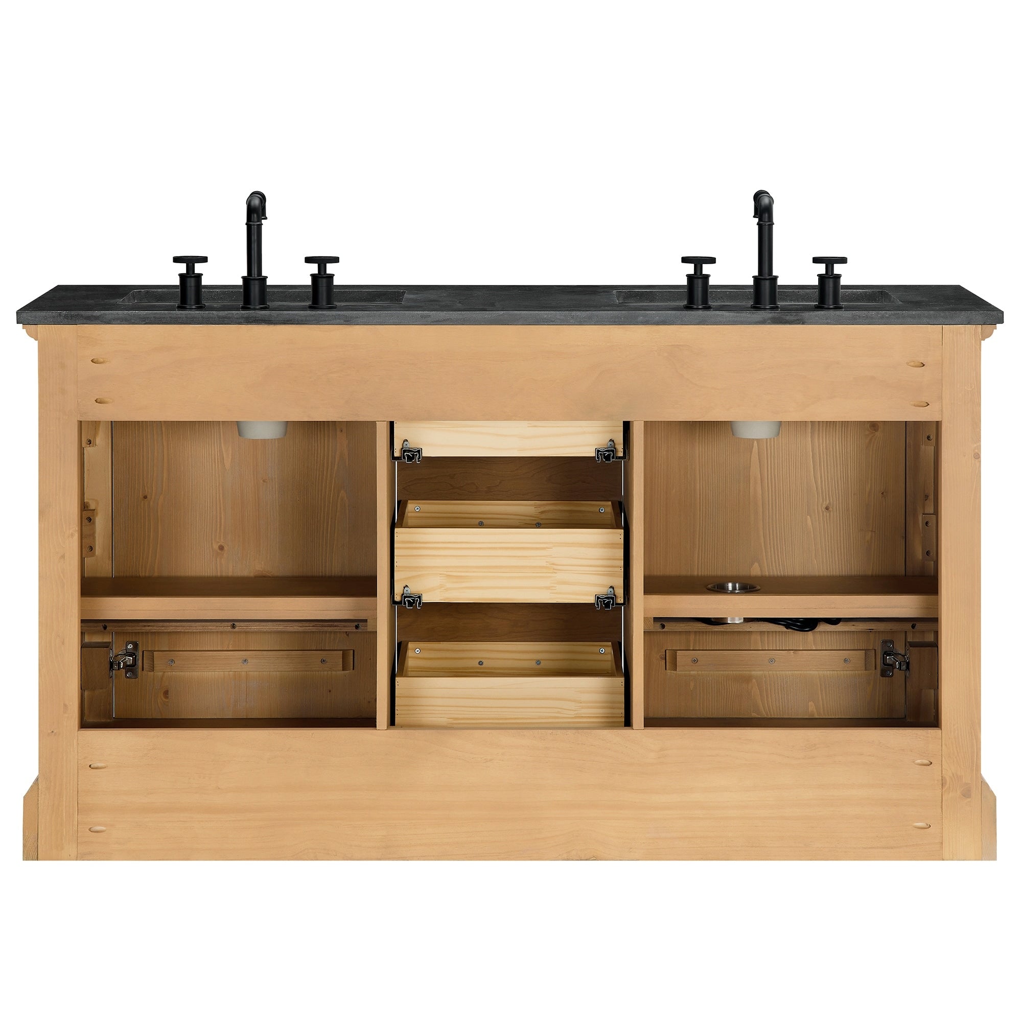 Meuble-lavabo Hervas avec plateau en marbre naturel, sans miroir.