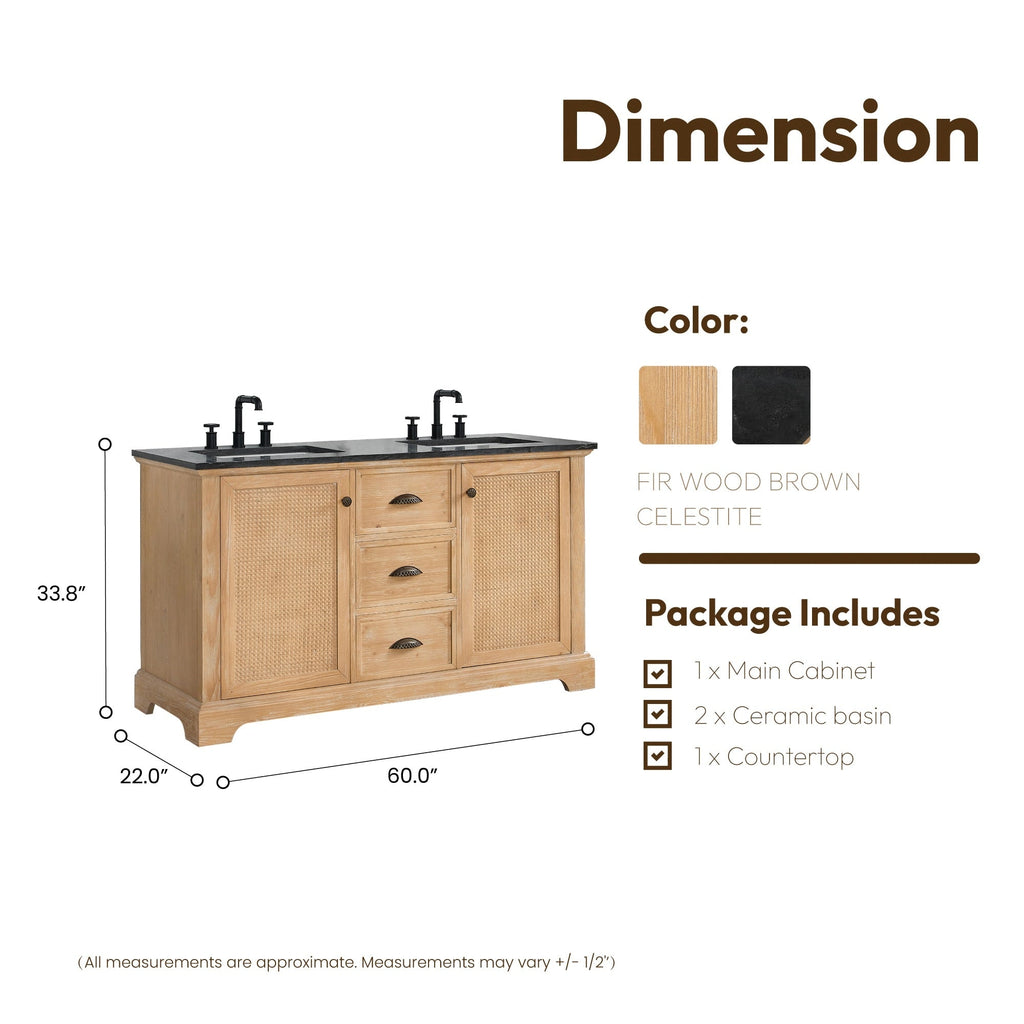 Meuble-lavabo Hervas avec plateau en marbre naturel, sans miroir.