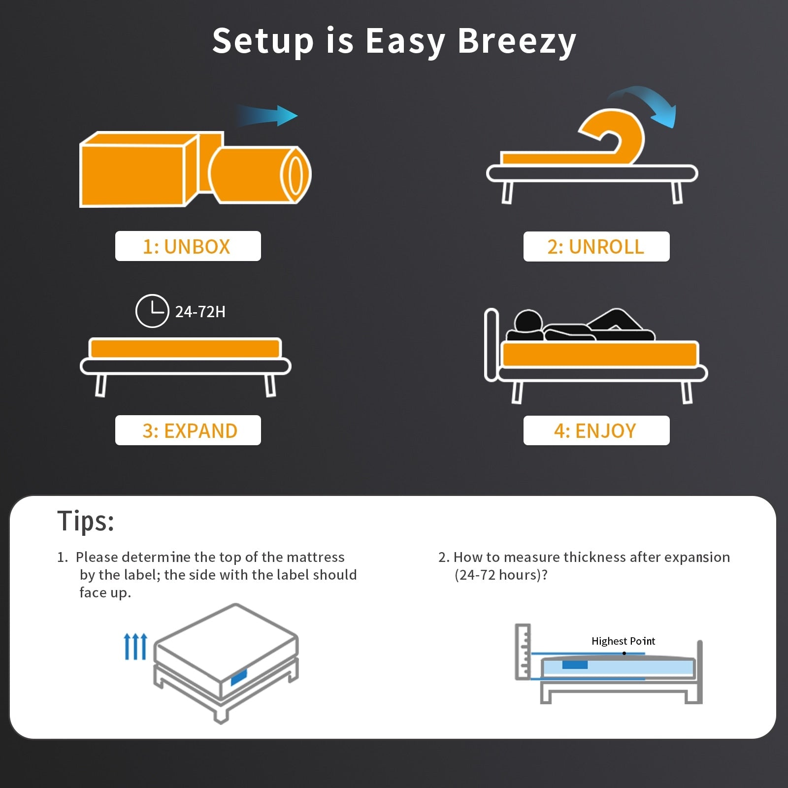 Matelas SweDrea Plush Hybrid Memory Foam 8/12 po. Rafraîchissant et respirant, certifié CertiPUR-US, SGS et OEKO-TEX®.