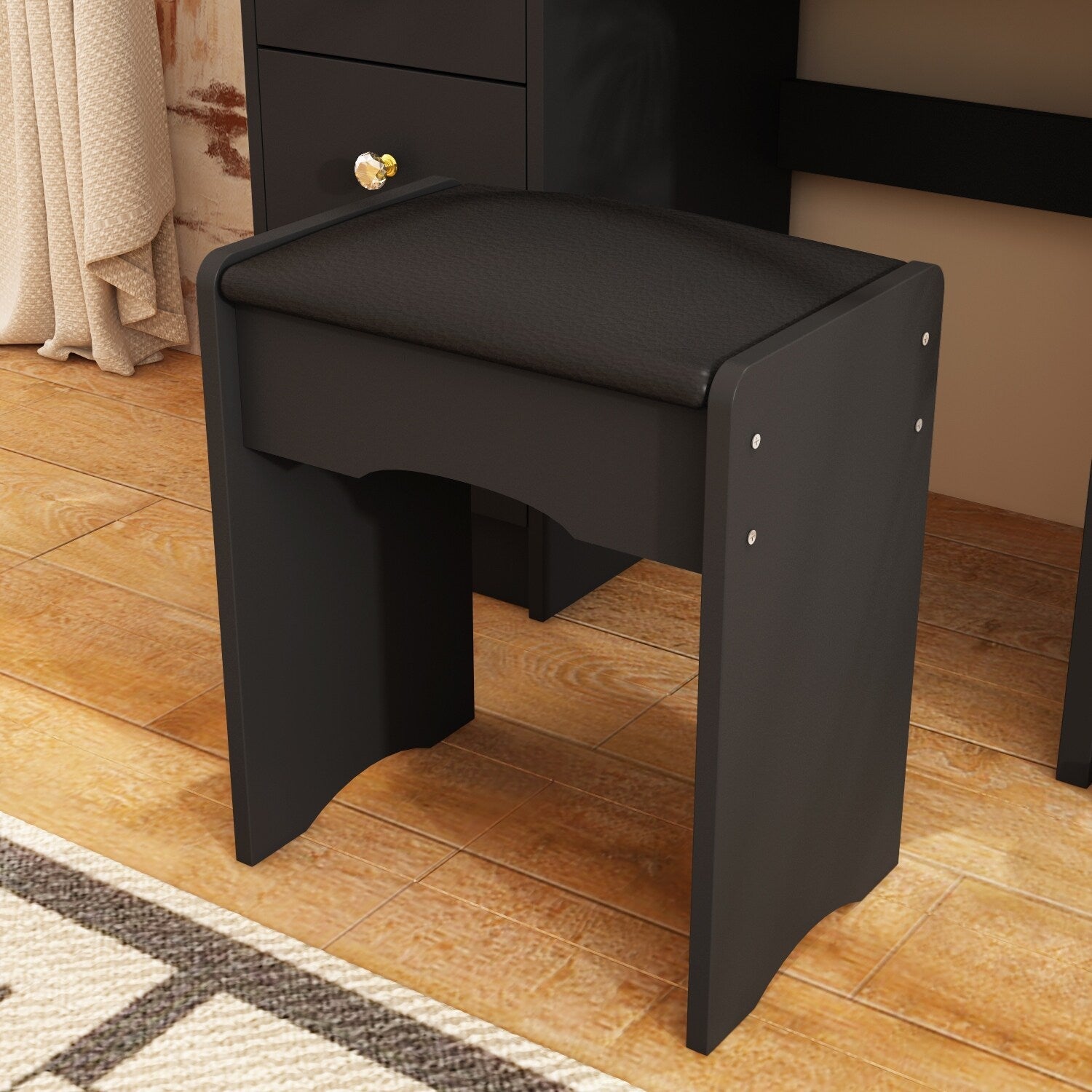 Ensemble coiffeuse avec lumière LED, miroir et tabouret