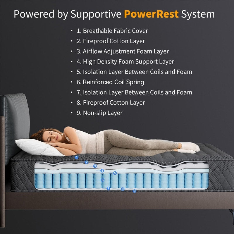 Matelas SweDrea Plush Hybrid Memory Foam 8/12 po. Rafraîchissant et respirant, certifié CertiPUR-US, SGS et OEKO-TEX®.