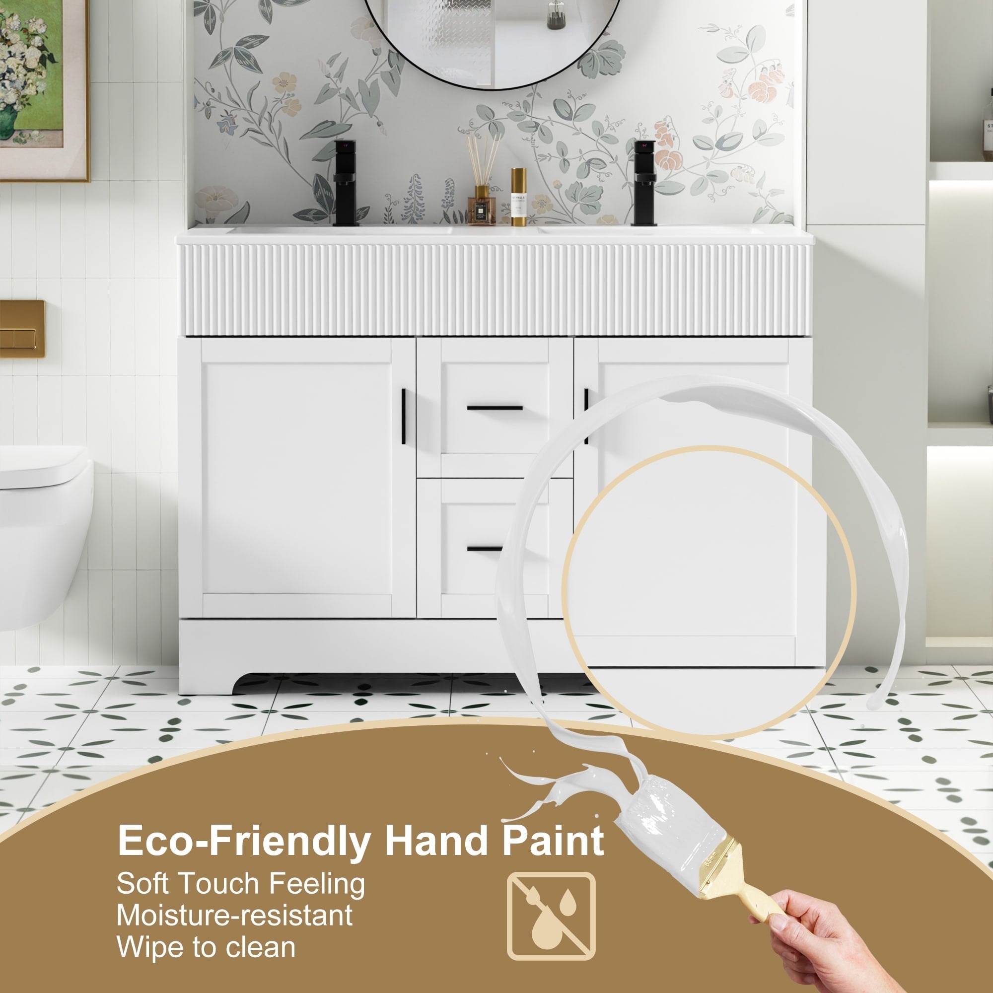 Ensemble meuble-lavabo Wavy Line 30/36/48 avec lavabo et robinet