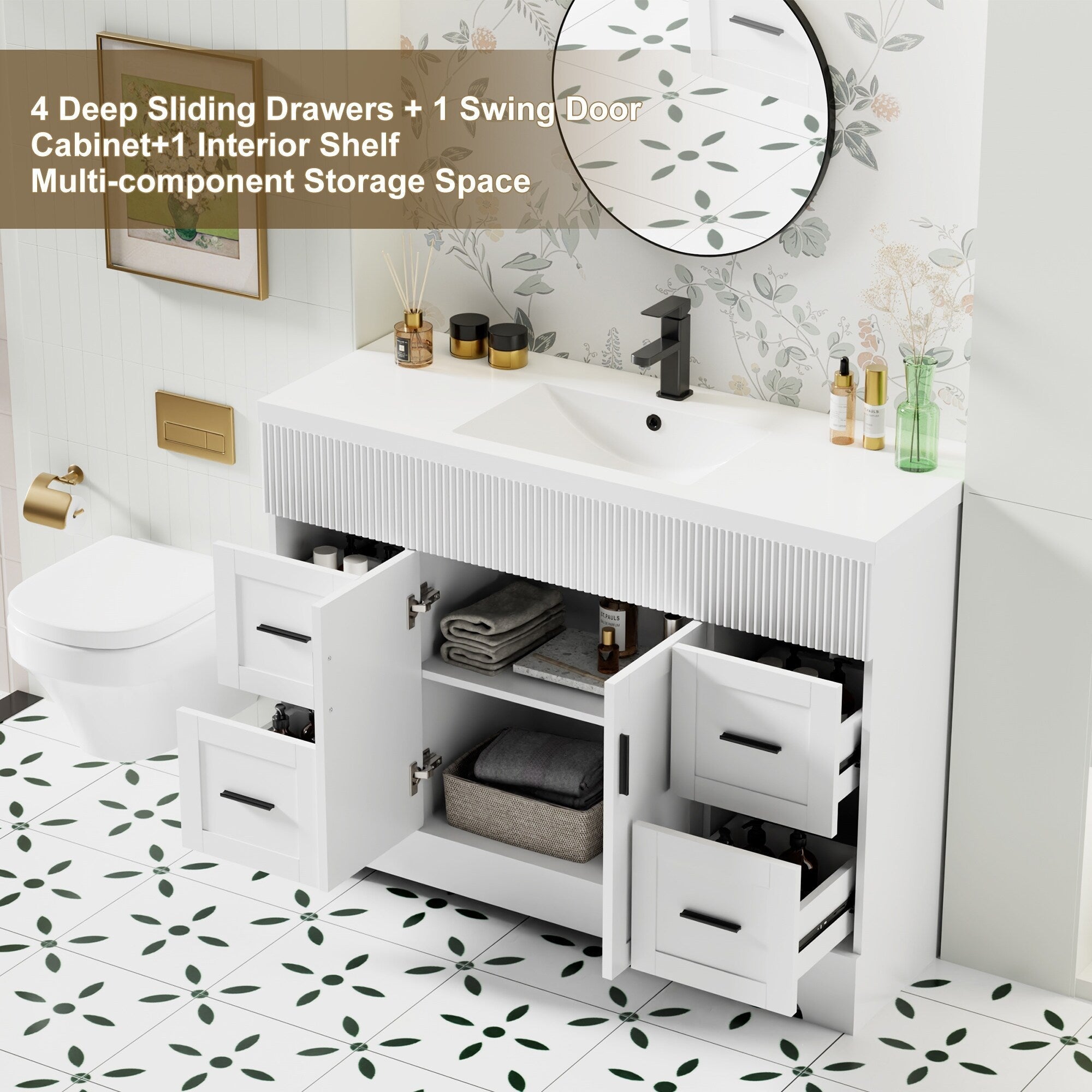 Ensemble meuble-lavabo Wavy Line 30/36/48 avec lavabo et robinet