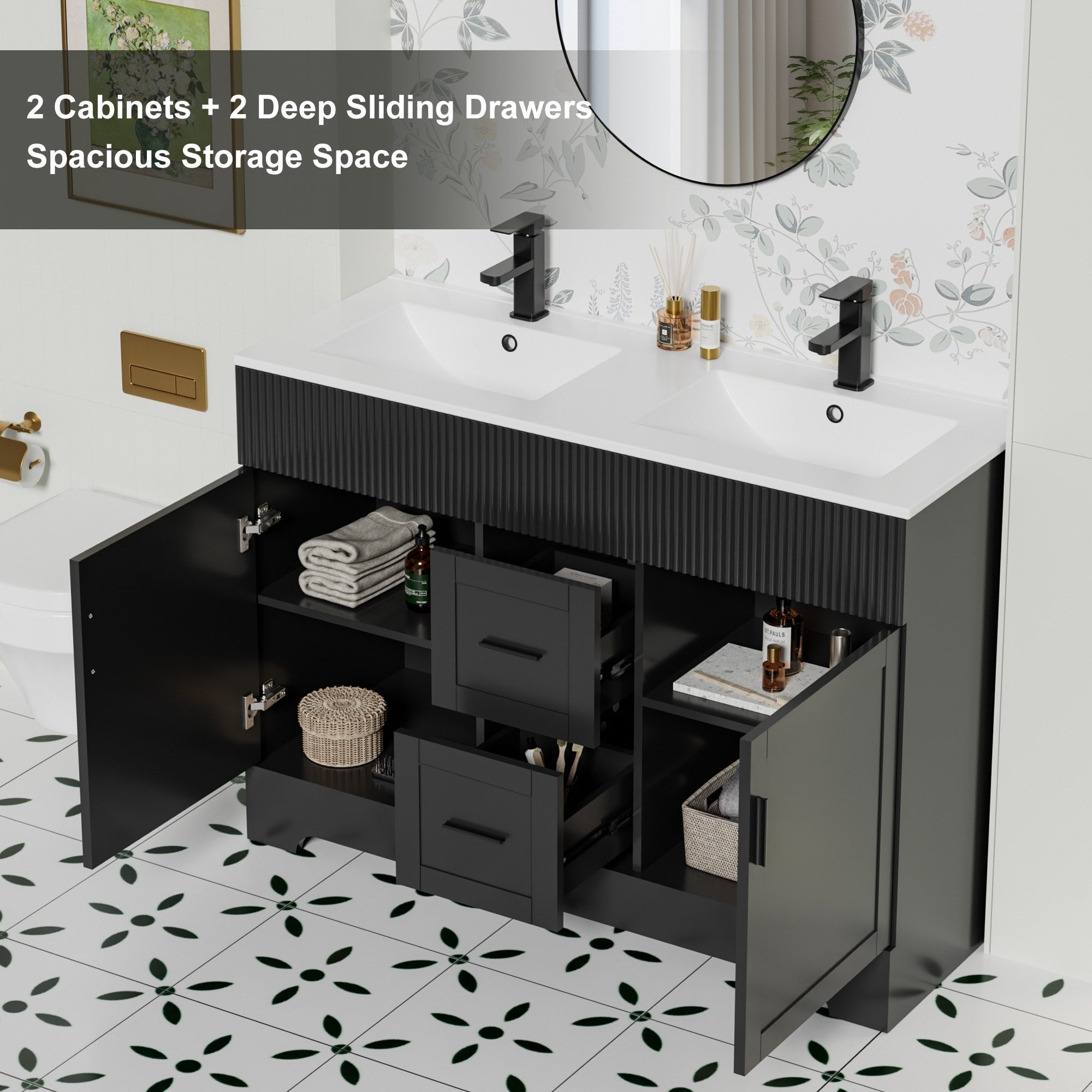 Ensemble meuble-lavabo Wavy Line 30/36/48 avec lavabo et robinet