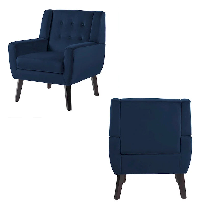 Ensemble de 2 fauteuils d'appoint en velours pour salon, avec accoudoirs rembourrés