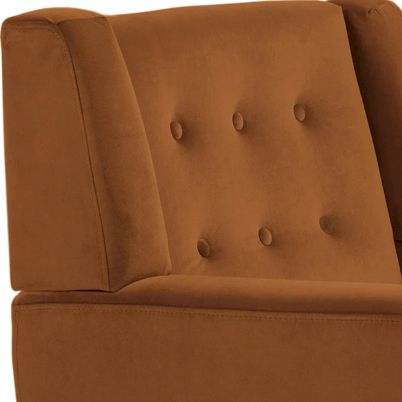 Ensemble de 2 fauteuils d'appoint en velours pour salon, avec accoudoirs rembourrés
